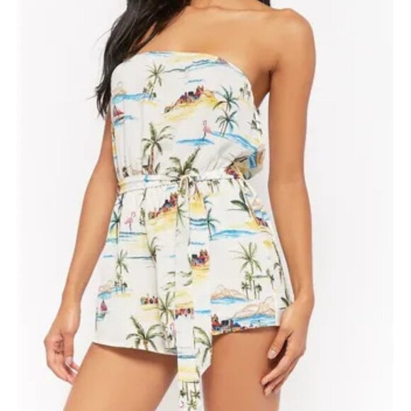 Forever 21 Tropical Scene Romper - Picture 2 of 5